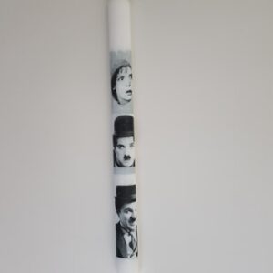 Λαμπάδα Charlie Chaplin γκρί σε κερι 